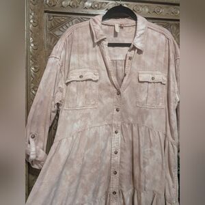 Pilcro By Anthropologie Pink Button-Up Dress Size L- EUC